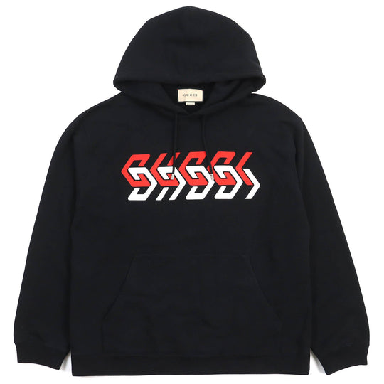GUCCI Hoodie 681210 Main: 100% cotton Black red white mens L Used Authentic