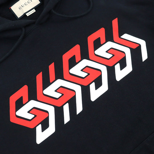 GUCCI Hoodie 681210 Main: 100% cotton Black red white mens L Used Authentic