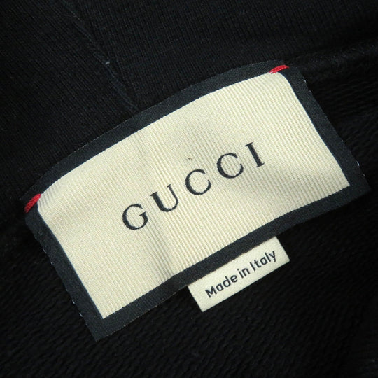 GUCCI Hoodie 681210 Main: 100% cotton Black red white mens L Used Authentic