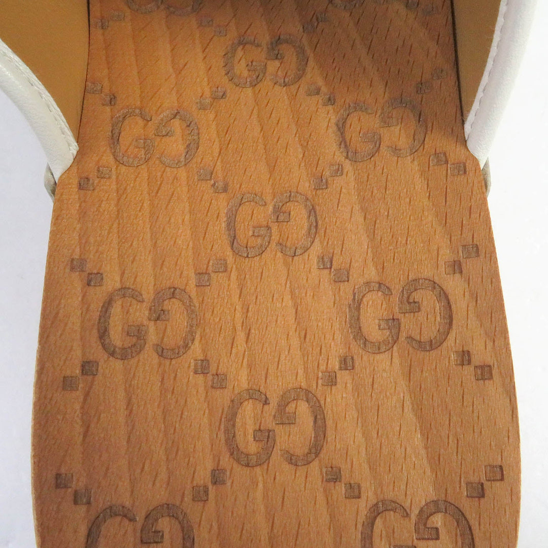 GUCCI Sandals 702252 Main: Leather, Wood black Clogs GGPattern sole Gucci x Adidas collaboration logo sandals mens 9 Used Authentic