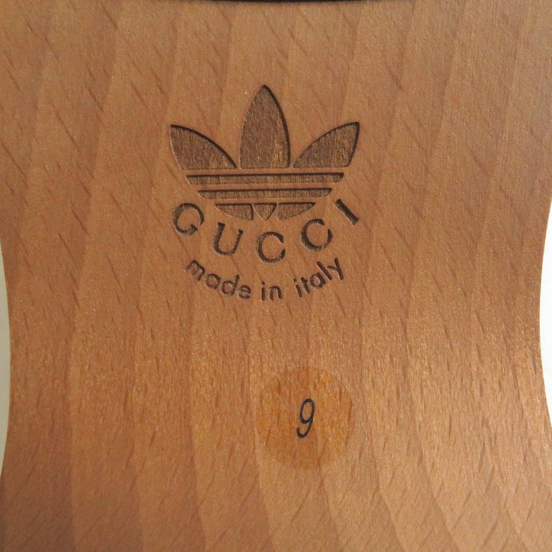 GUCCI Sandals 702252 Main: Leather, Wood black Clogs GGPattern sole Gucci x Adidas collaboration logo sandals mens 9 Used Authentic