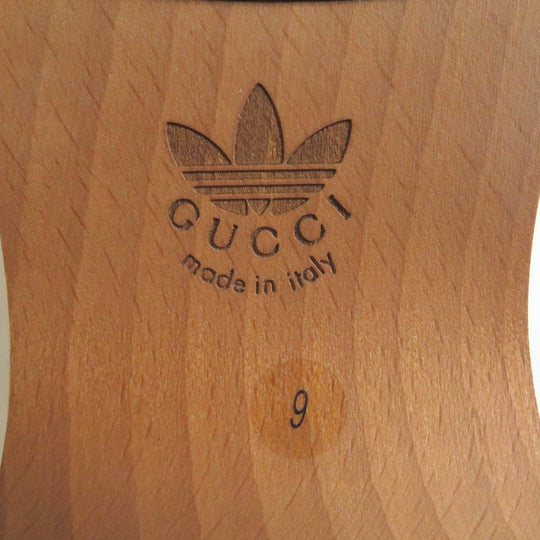 GUCCI Sandals 702252 Main: Leather, Wood black Clogs GGPattern sole Gucci x Adidas collaboration logo sandals mens 9 Used Authentic