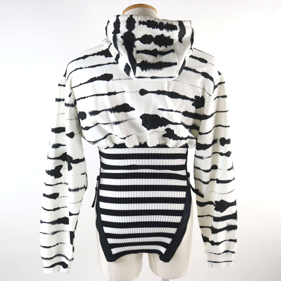 BURBERRY Hoodie 4563724 Outer material: 100% cotton, Outer material: 77% polyester, Outer material: 15% polyamide (nylon), Outer material: 8% elastane (polyurethane) White black Watercolour Print Reconstructed Hoodie mens XS Used Authentic