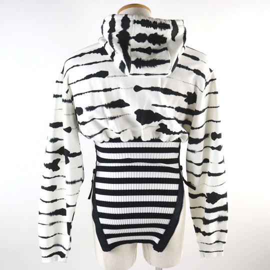 BURBERRY Hoodie 4563724 Outer material: 100% cotton, Outer material: 77% polyester, Outer material: 15% polyamide (nylon), Outer material: 8% elastane (polyurethane) White black Watercolour Print Reconstructed Hoodie mens XS Used Authentic