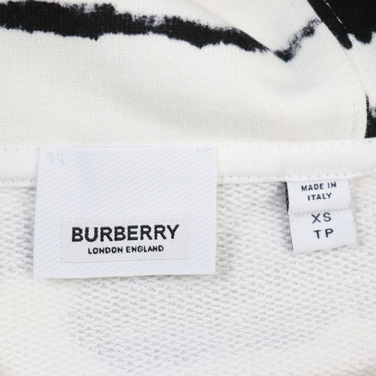 BURBERRY Hoodie 4563724 Outer material: 100% cotton, Outer material: 77% polyester, Outer material: 15% polyamide (nylon), Outer material: 8% elastane (polyurethane) White black Watercolour Print Reconstructed Hoodie mens XS Used Authentic