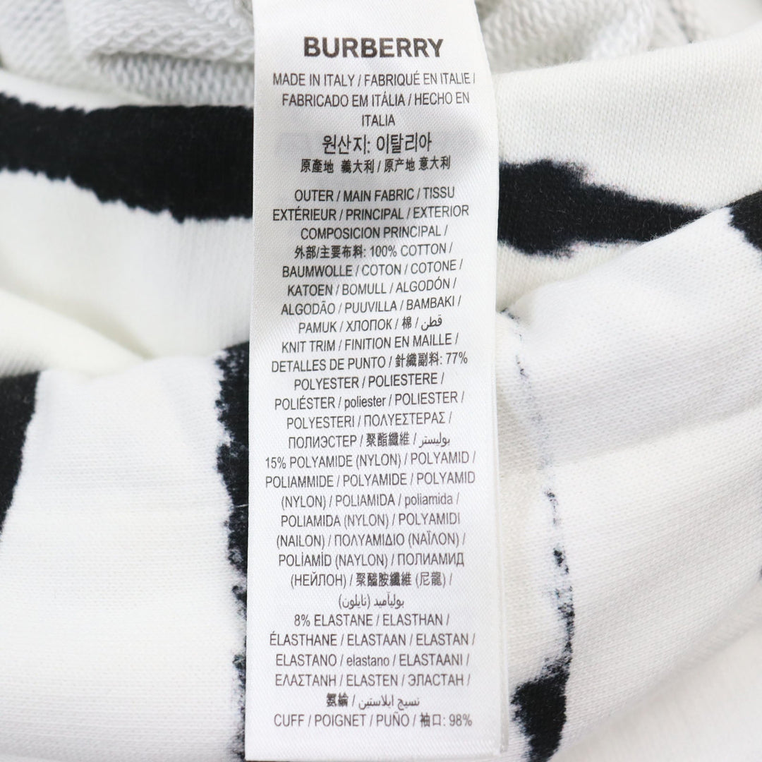 BURBERRY Hoodie 4563724 Outer material: 100% cotton, Outer material: 77% polyester, Outer material: 15% polyamide (nylon), Outer material: 8% elastane (polyurethane) White black Watercolour Print Reconstructed Hoodie mens XS Used Authentic