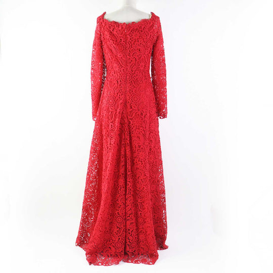 VALENTINO dress Outer: 89% cotton, Outer: 11% polyester, Part: 100% nylon, Lining: 91% silk, Lining: 9% polyurethane Red Women 40 Used Authentic