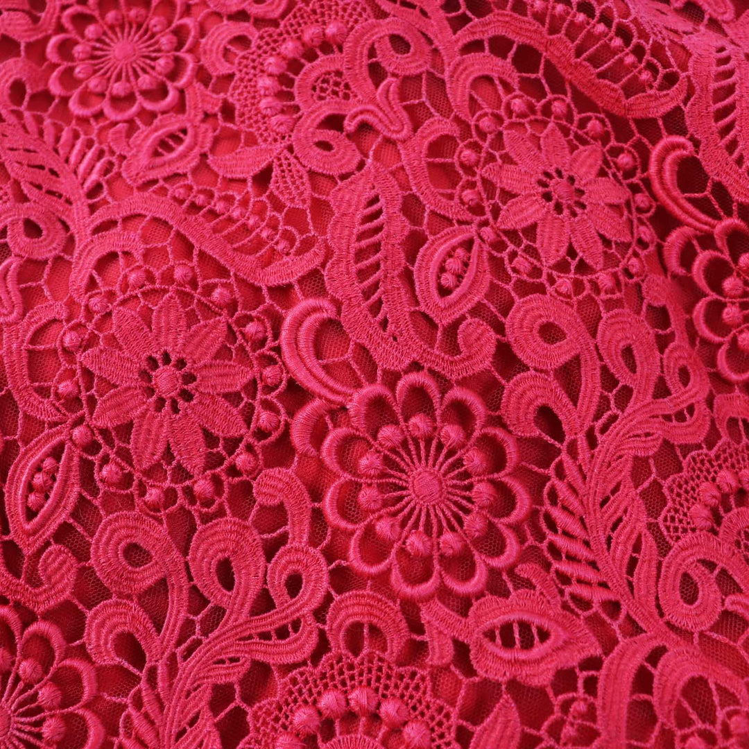 VALENTINO dress Outer: 89% cotton, Outer: 11% polyester, Part: 100% nylon, Lining: 91% silk, Lining: 9% polyurethane Red Women 40 Used Authentic