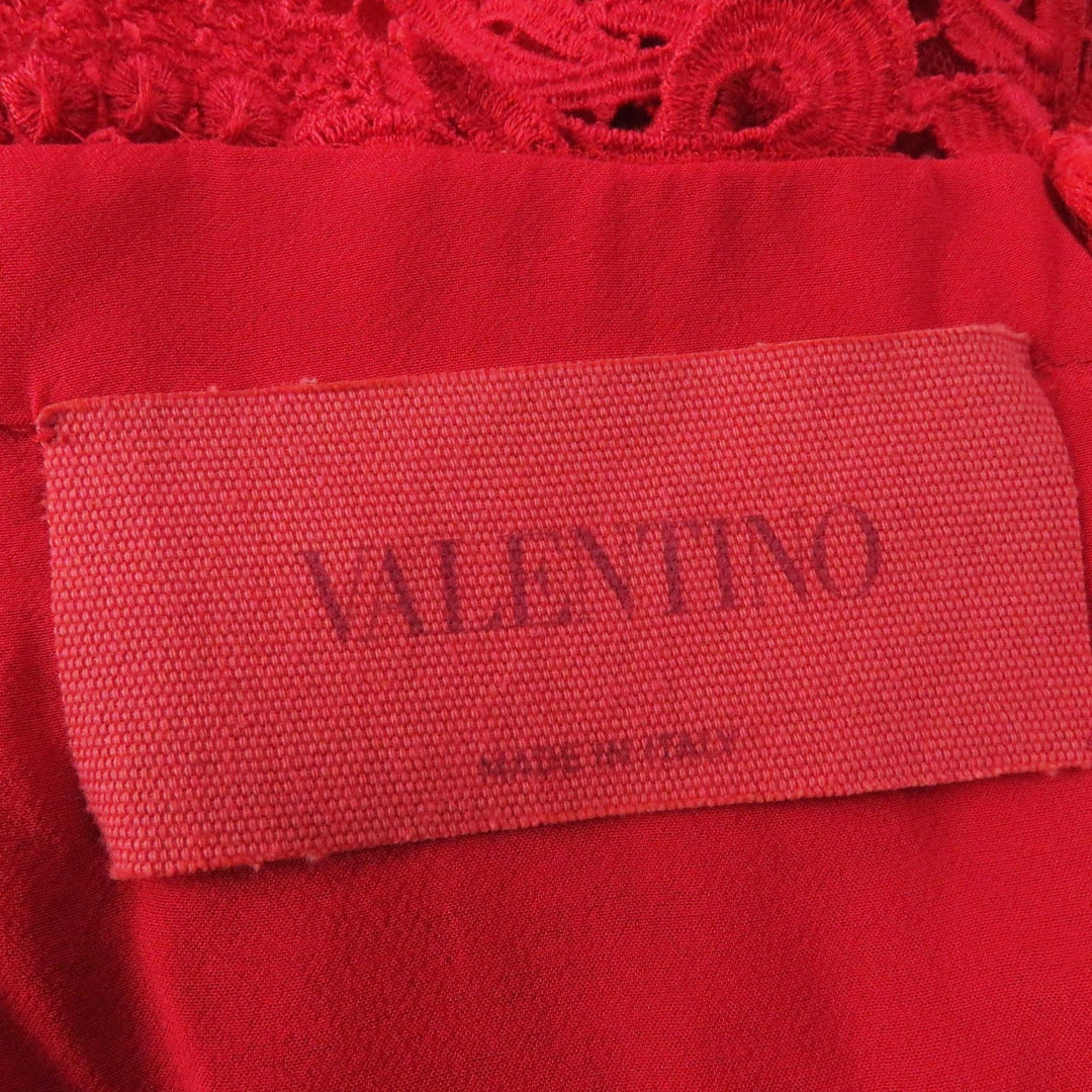 VALENTINO dress Outer: 89% cotton, Outer: 11% polyester, Part: 100% nylon, Lining: 91% silk, Lining: 9% polyurethane Red Women 40 Used Authentic