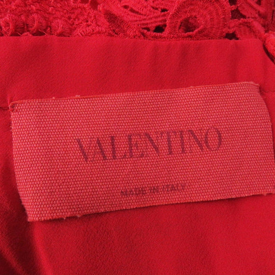 VALENTINO dress Outer: 89% cotton, Outer: 11% polyester, Part: 100% nylon, Lining: 91% silk, Lining: 9% polyurethane Red Women 40 Used Authentic