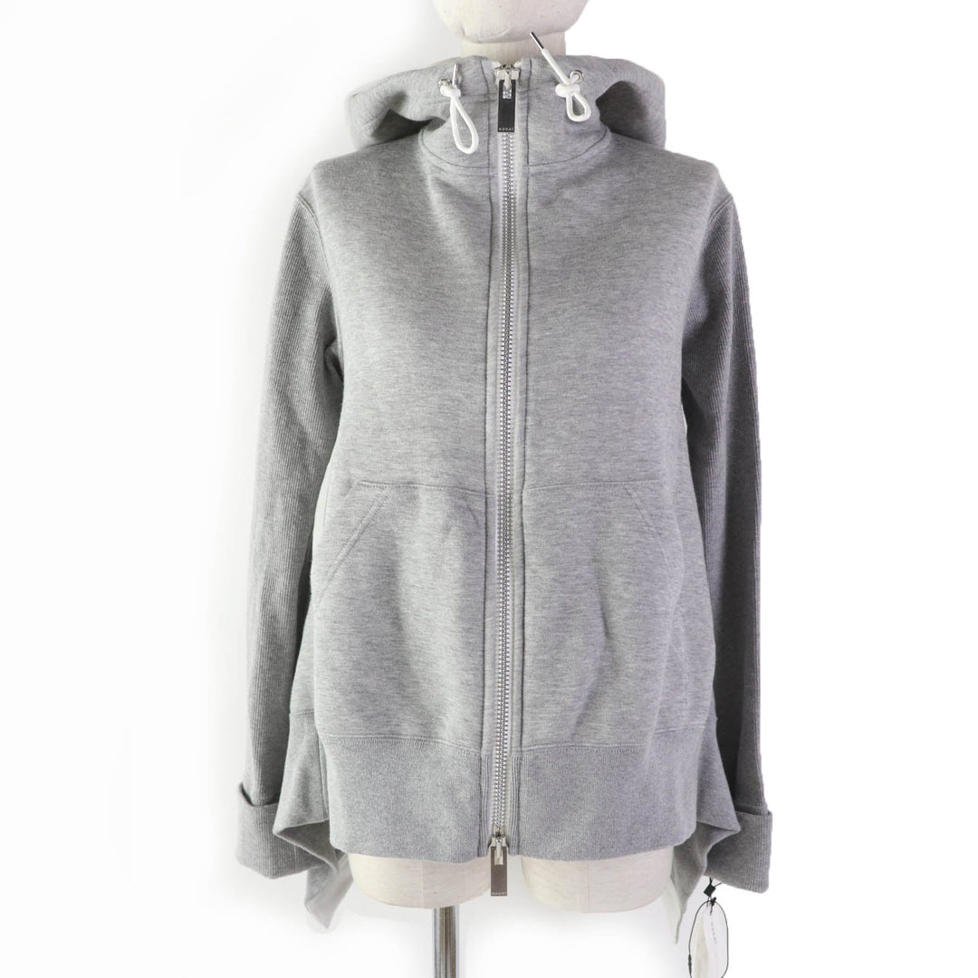 Sacai Hoodie 20-04862 Main: 70% cotton, Main: 30% nylon, Part: 95% cotton, Part: 5% polyurethane, Part: 100% cotton gray Women 2 Used Authentic