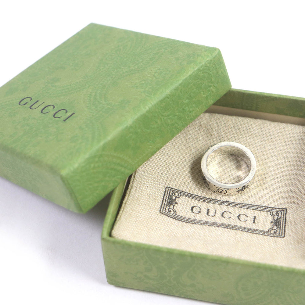 GUCCI Ring 728389 Main�FAG925 Silver Engraving Ring GGxB Women Used Authentic