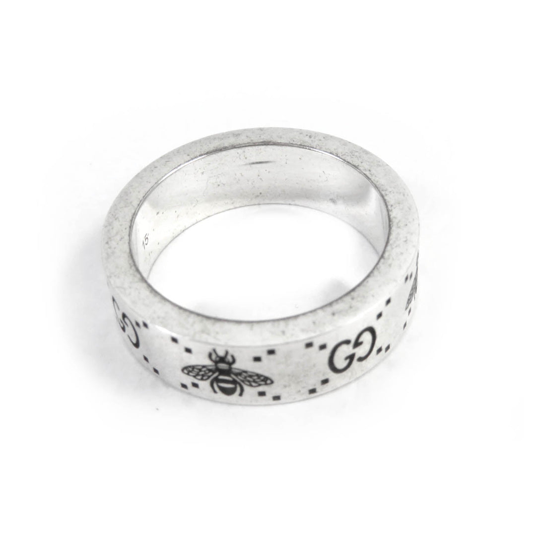 GUCCI Ring 728389 Main�FAG925 Silver Engraving Ring GGxB Women Used Authentic