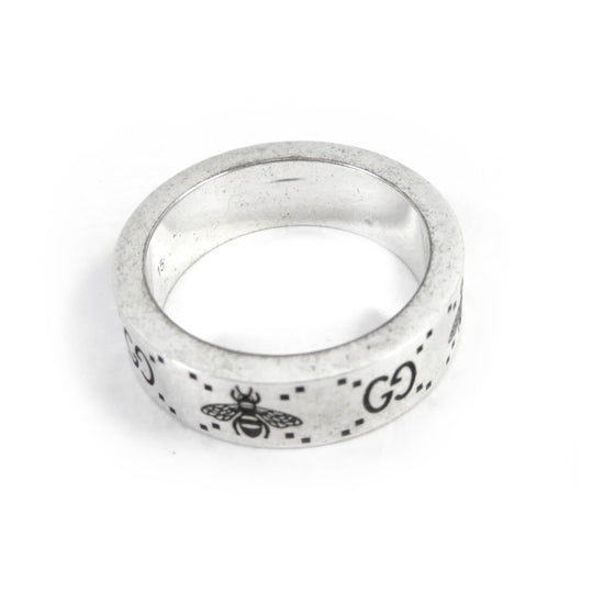 GUCCI Ring 728389 Main�FAG925 Silver Engraving Ring GGxB Women Used Authentic