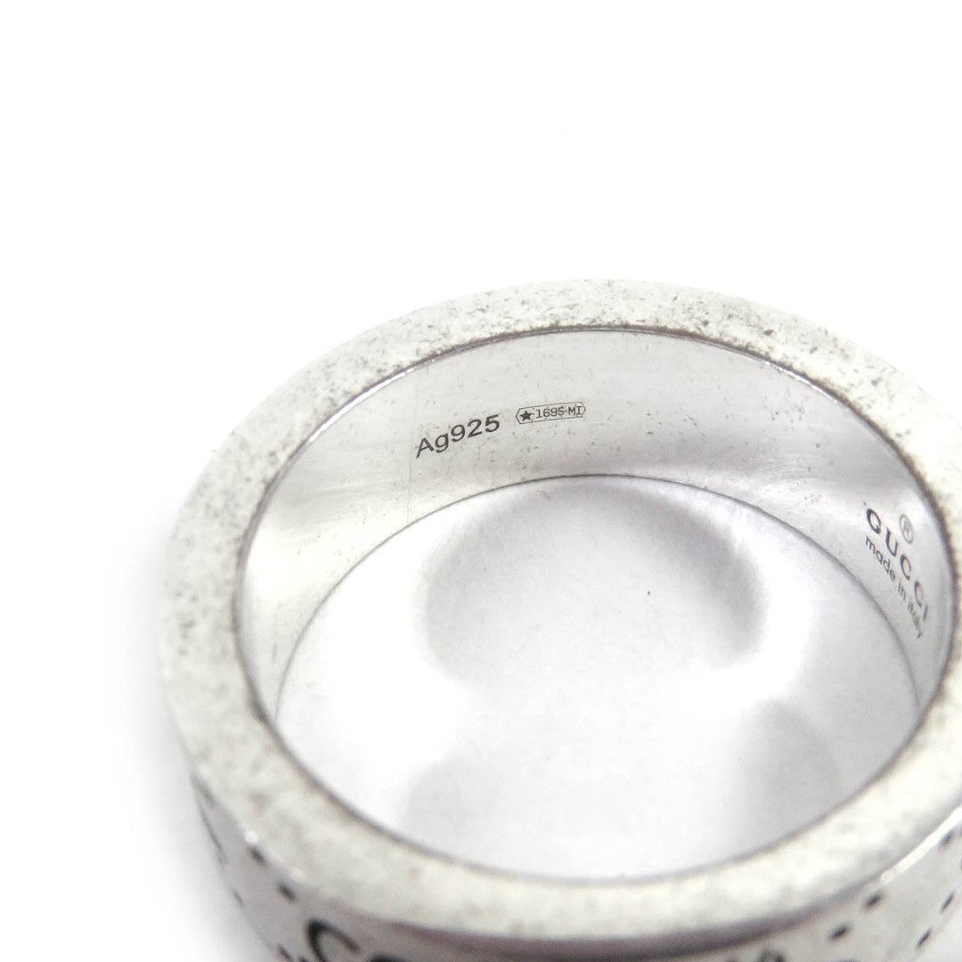 GUCCI Ring 728389 Main�FAG925 Silver Engraving Ring GGxB Women Used Authentic