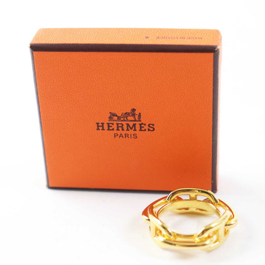 HERMES Scarf ring metal gold Legato Rugate 90 Women Used Authentic