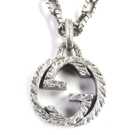 GUCCI Necklace Main�FAG925 Silver Interlocking G Arabesque mens Used Authentic