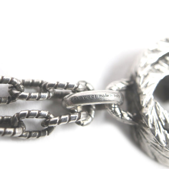GUCCI Necklace Main�FAG925 Silver Interlocking G Arabesque mens Used Authentic