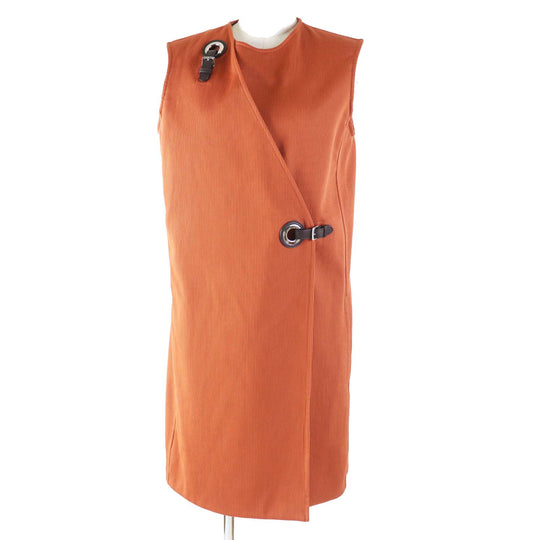 HERMES one piece 2E0527D6 Outer: 100% cotton, Lining: 100% cotton, Leather part: sheepskin terracotta Women 38 Used Authentic