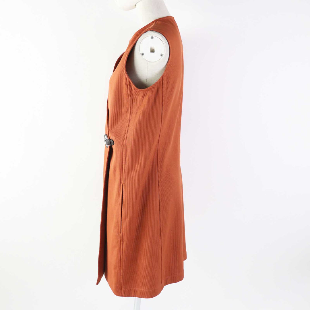 HERMES one piece 2E0527D6 Outer: 100% cotton, Lining: 100% cotton, Leather part: sheepskin terracotta Women 38 Used Authentic