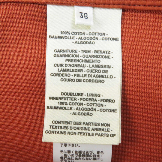 HERMES one piece 2E0527D6 Outer: 100% cotton, Lining: 100% cotton, Leather part: sheepskin terracotta Women 38 Used Authentic