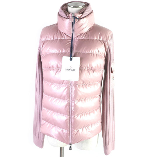 MONCLER Blouson Outer: 100% polyester, Main: 100% wool, Filling: 90% down, Filling: 10% feather pink CARDIGAN Women S Used Authentic