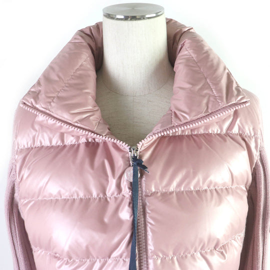 MONCLER Blouson Outer: 100% polyester, Main: 100% wool, Filling: 90% down, Filling: 10% feather pink CARDIGAN Women S Used Authentic
