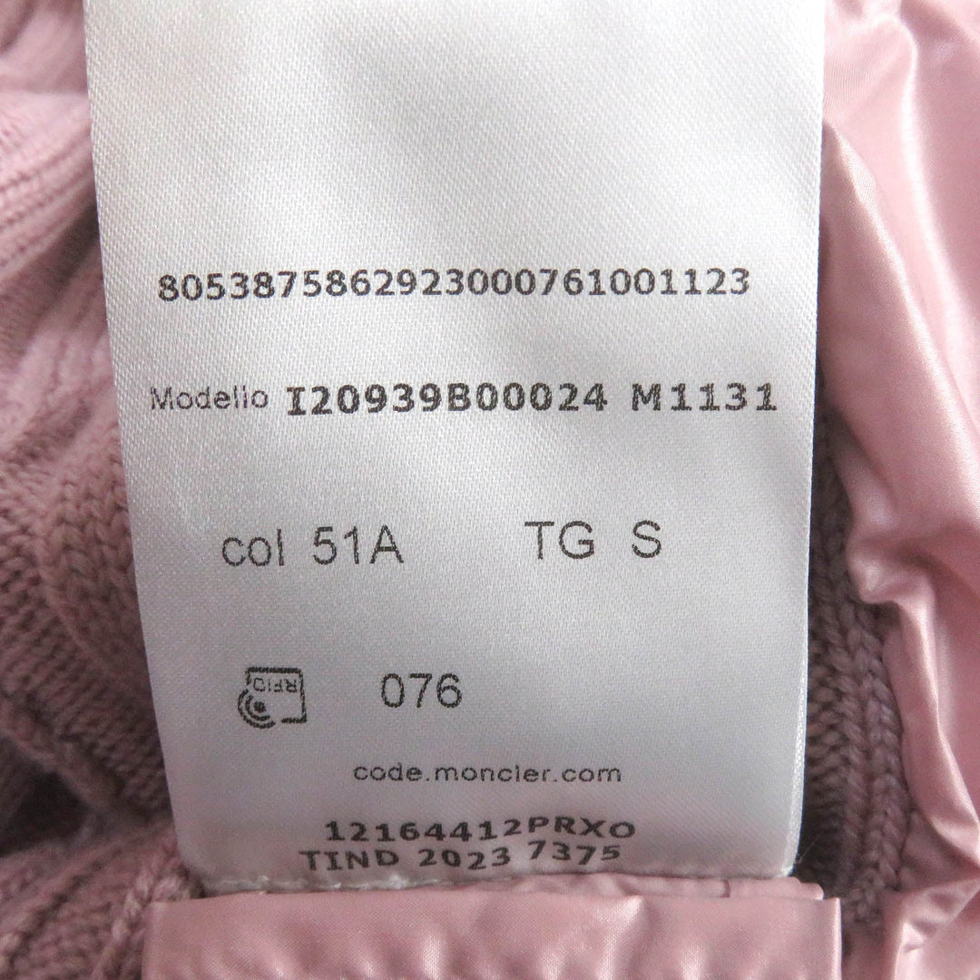 MONCLER Blouson Outer: 100% polyester, Main: 100% wool, Filling: 90% down, Filling: 10% feather pink CARDIGAN Women S Used Authentic