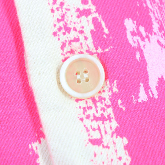 MARNI Short sleeve shirt Main: 100% cotton Ivory pink Brush strokes mens 44 Used Authentic