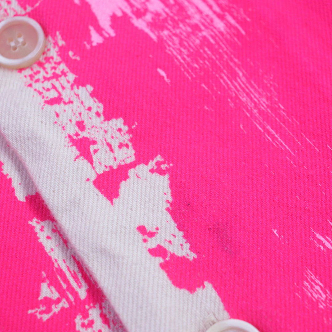 MARNI Short sleeve shirt Main: 100% cotton Ivory pink Brush strokes mens 44 Used Authentic