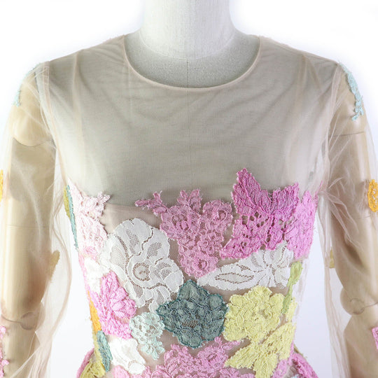 VALENTINO dress Outer material: 100% nylon, Outer material: 65% cotton, Outer material: 35% nylon, Outer material: 77% cotton, Outer material: 17% rayon multicolor Women 38 Used Authentic