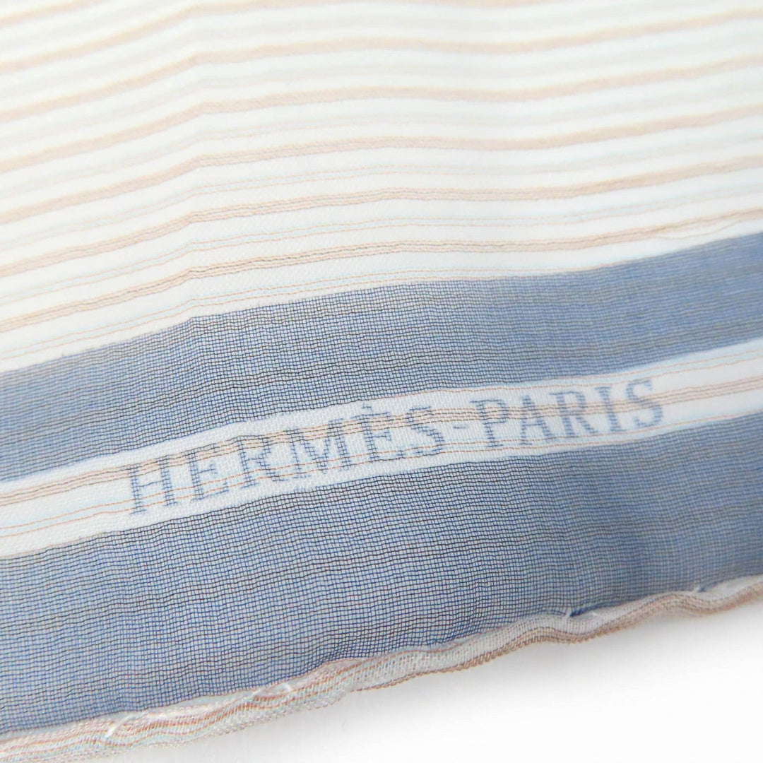 HERMES scarf Main: 100% silk Marine / Blanc / Gris VOITURES EN EQUILIBRE Carre45 Women Used Authentic