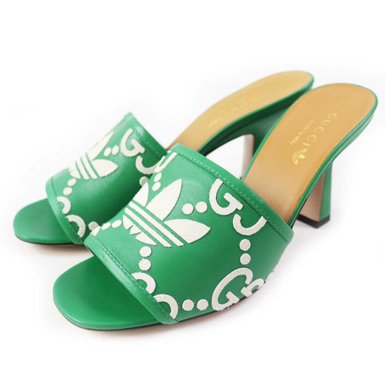 GUCCI Mule 722445 Main: Leather Green white Women 36 Used Authentic