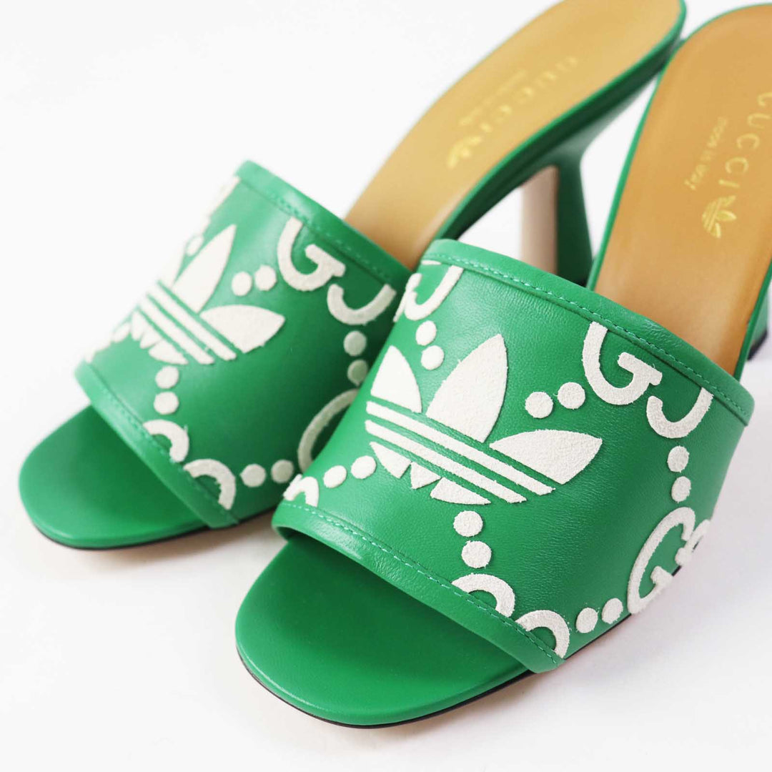 GUCCI Mule 722445 Main: Leather Green white Women 36 Used Authentic