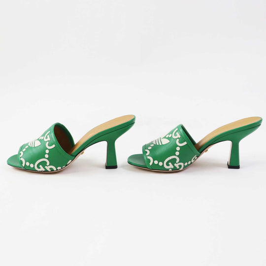 GUCCI Mule 722445 Main: Leather Green white Women 36 Used Authentic