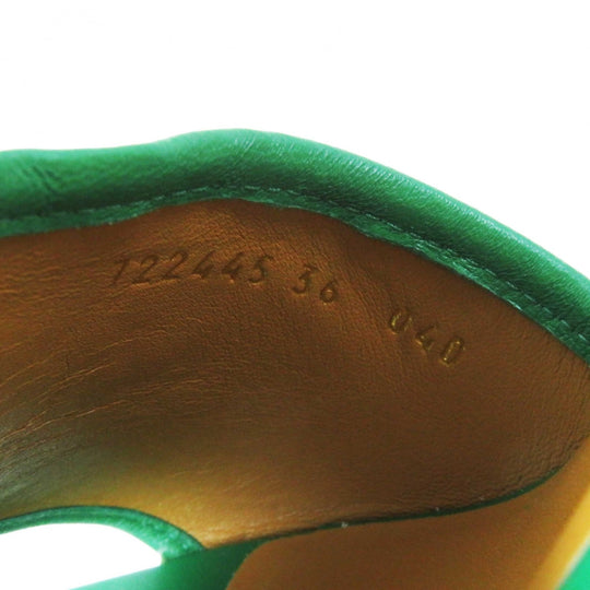 GUCCI Mule 722445 Main: Leather Green white Women 36 Used Authentic