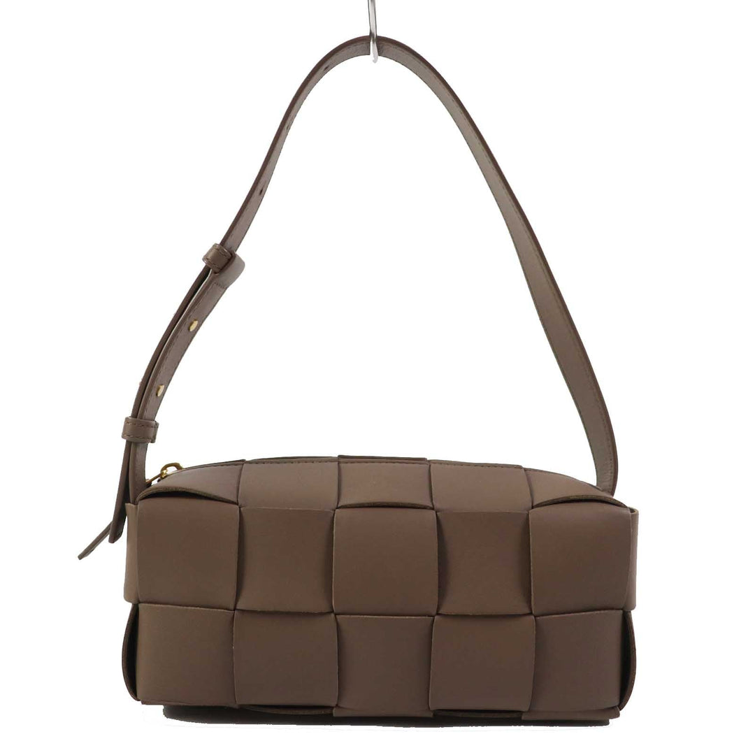 BOTTEGAVENETA Shoulder Bag 729166 Main: Leather Taupe (Greige) Small Brick Cassette Women Used Authentic