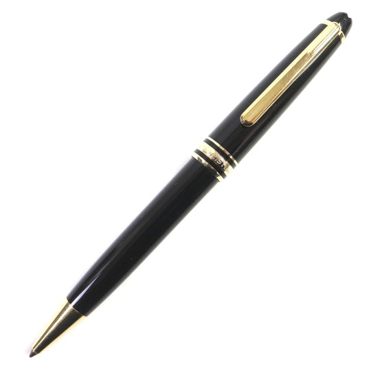 MONTBLANC Ballpoint pen Resin, Gold Plated Black gold Meisterstck Classic mens Used Authentic