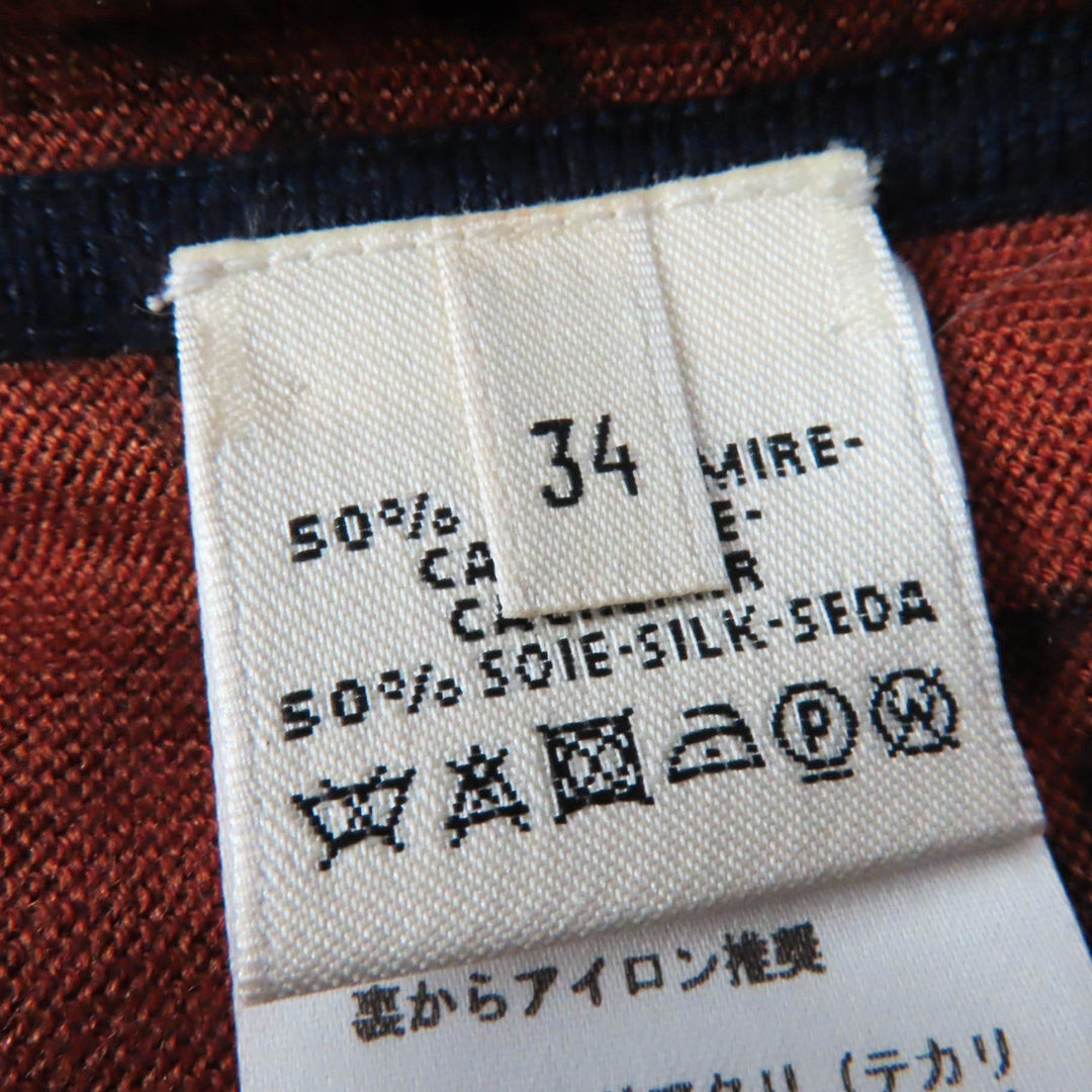 HERMES one piece Main: 50% cashmere, Main: 50% silk Brown navy FLAMINGO PARTY Flamingo Party Women 34 Used Authentic