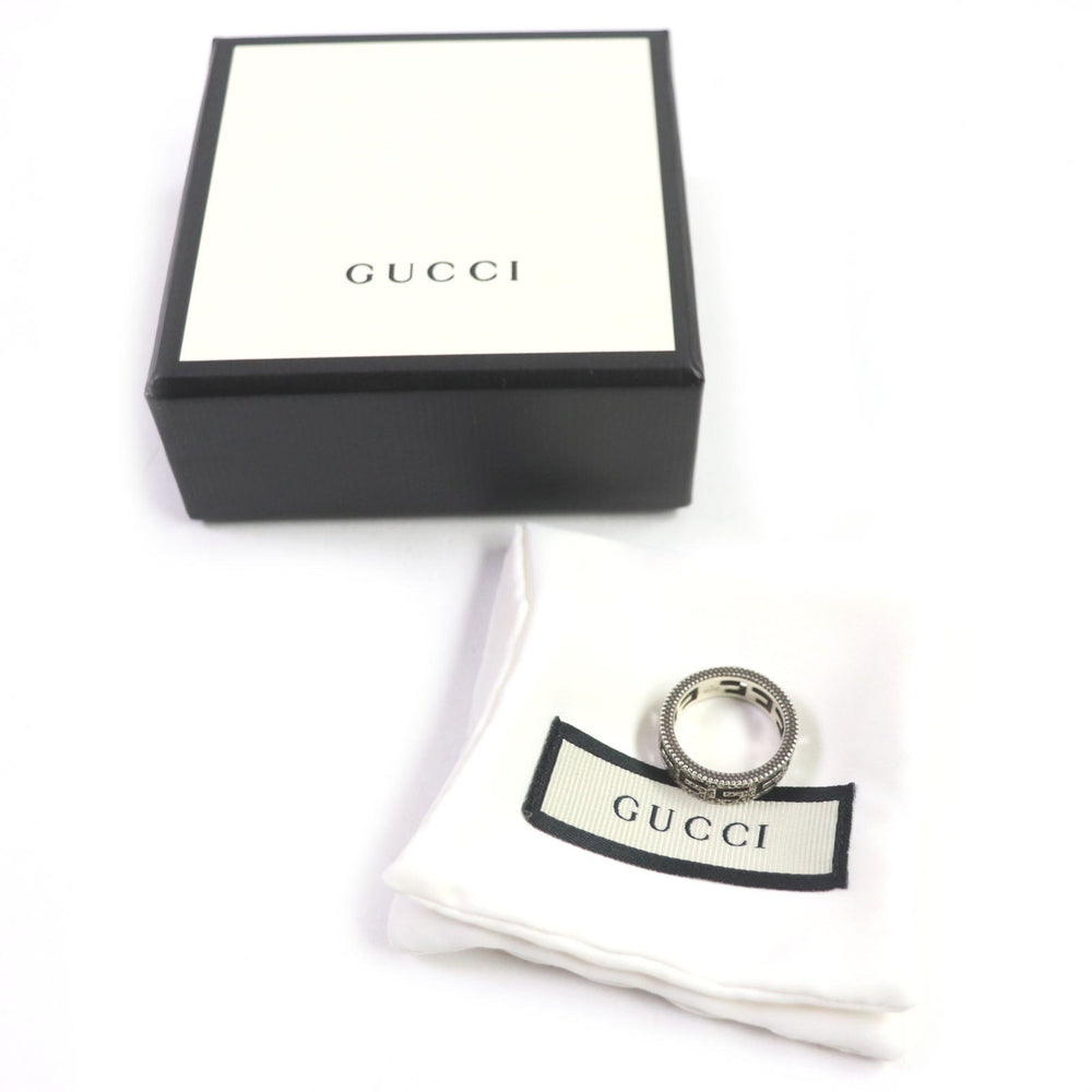 GUCCI Ring 576993 Main�FAG925 Silver Square G Arabesque mens 12 Used Authentic
