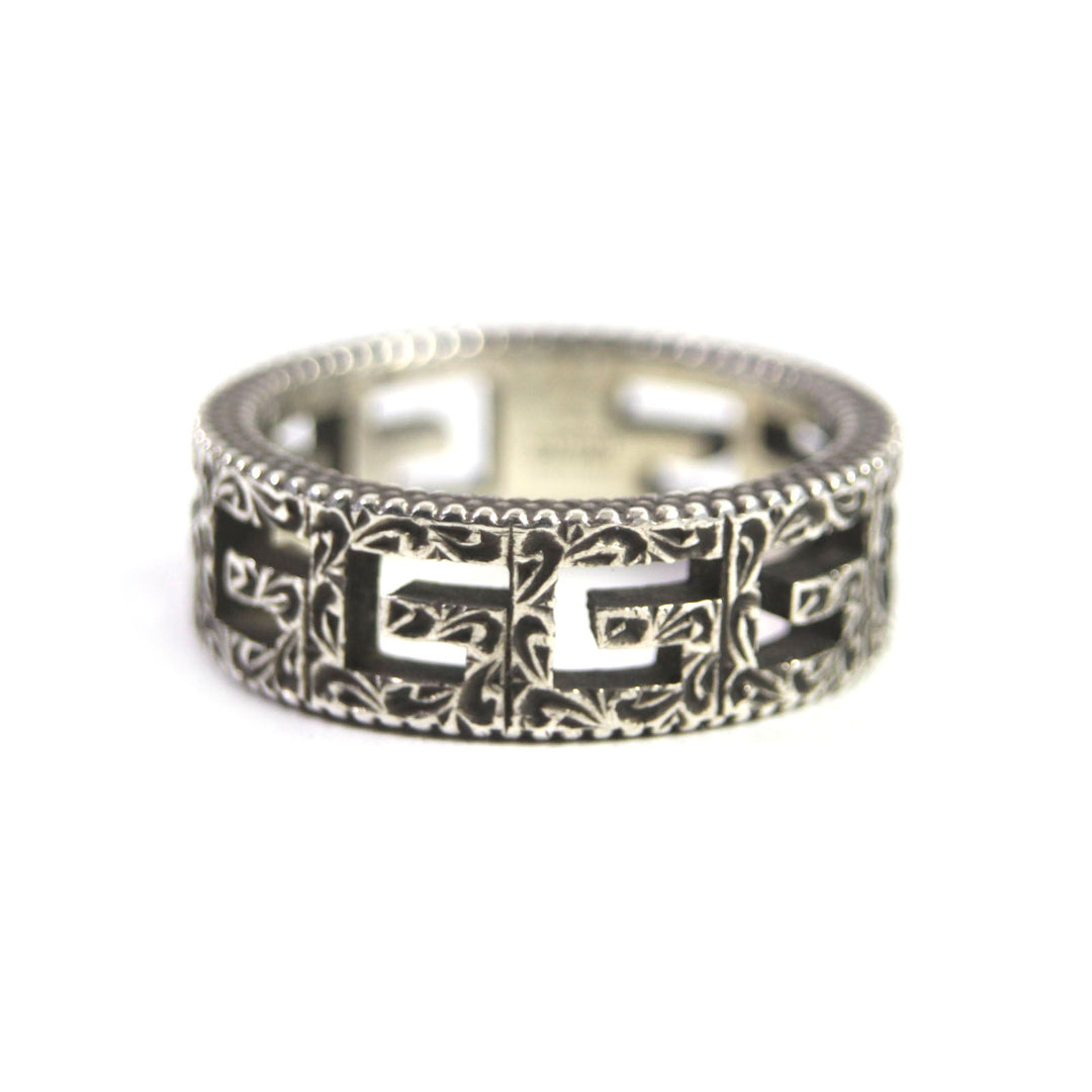 GUCCI Ring 576993 Main�FAG925 Silver Square G Arabesque mens 12 Used Authentic