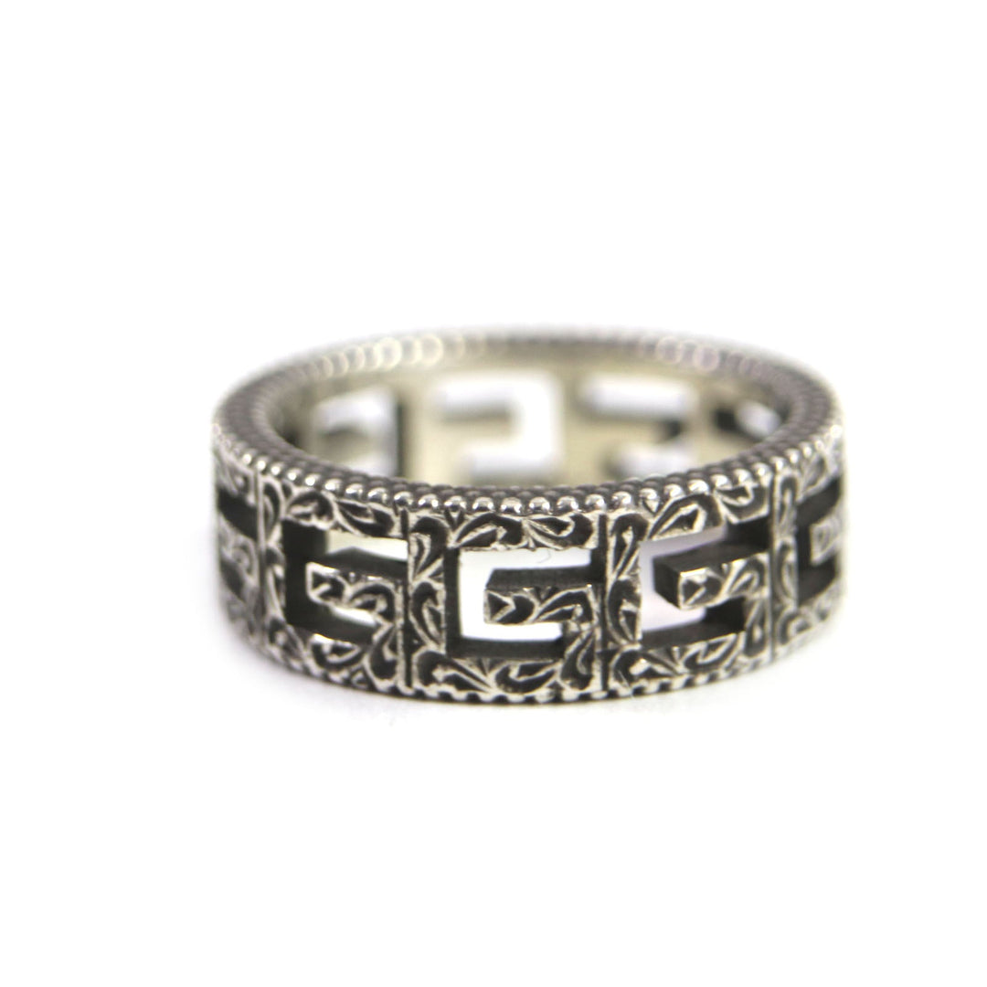 GUCCI Ring 576993 Main�FAG925 Silver Square G Arabesque mens 12 Used Authentic