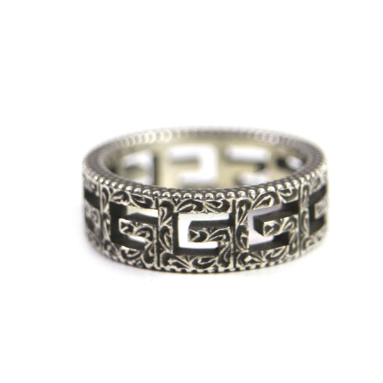 GUCCI Ring 576993 Main�FAG925 Silver Square G Arabesque mens 12 Used Authentic