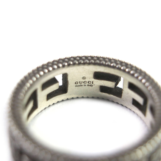 GUCCI Ring 576993 Main�FAG925 Silver Square G Arabesque mens 12 Used Authentic