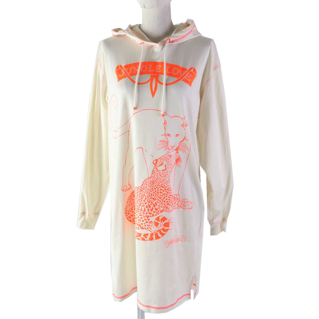 HERMES one piece 2H4507DH Lining: 100% cotton, excluding special coating / Cuffs Edge: 100% cotton Waist/Hem: 59% polyester, 41% acrylic Interior finish: 100% cotton Ivory Neon Orange JUNGLE LOVE Women 38 Used Authentic