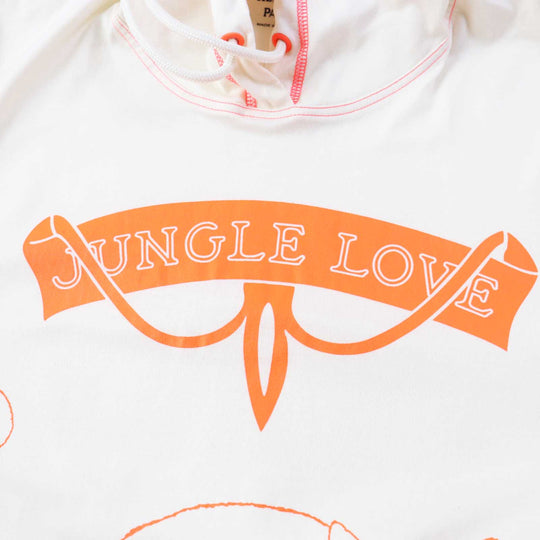 HERMES one piece 2H4507DH Lining: 100% cotton, excluding special coating / Cuffs Edge: 100% cotton Waist/Hem: 59% polyester, 41% acrylic Interior finish: 100% cotton Ivory Neon Orange JUNGLE LOVE Women 38 Used Authentic