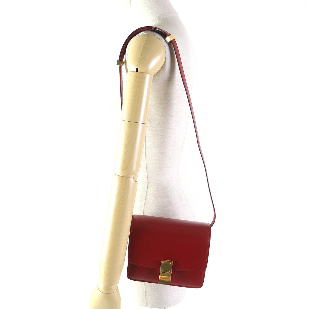 CELINE Shoulder Bag 189183DLS Main: Leather Red CLASSIC BOX Small Classic Box Small Women Used Authentic