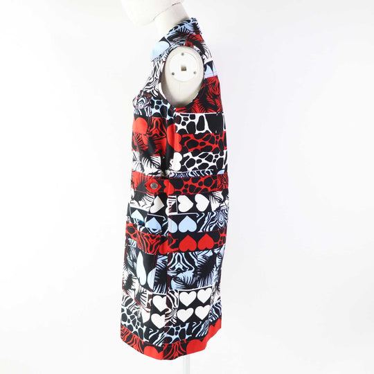 HERMES one piece 3E0551D1 Outer: 98% cotton, Outer: 2% polyurethane, Lining: 64% cotton, Lining: 33% rayon, Lining: 3% polyurethane, Leather part: cowhide Multi Wild Print Denim Women 36 Used Authentic