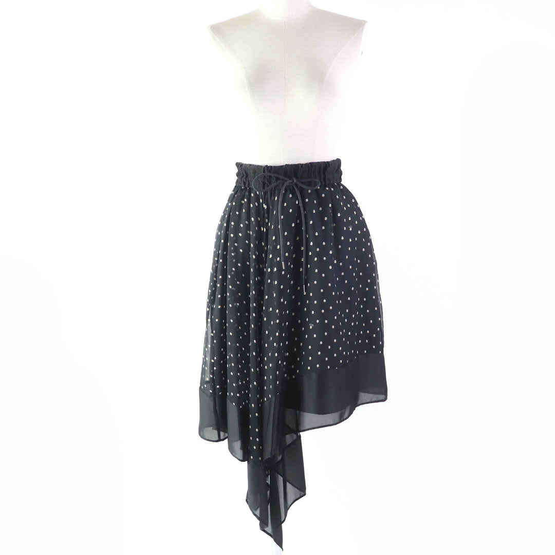 Sacai flare skirt 20-05065 Main: 100% polyester, lining: 100% cupra black Women Zero size Used Authentic