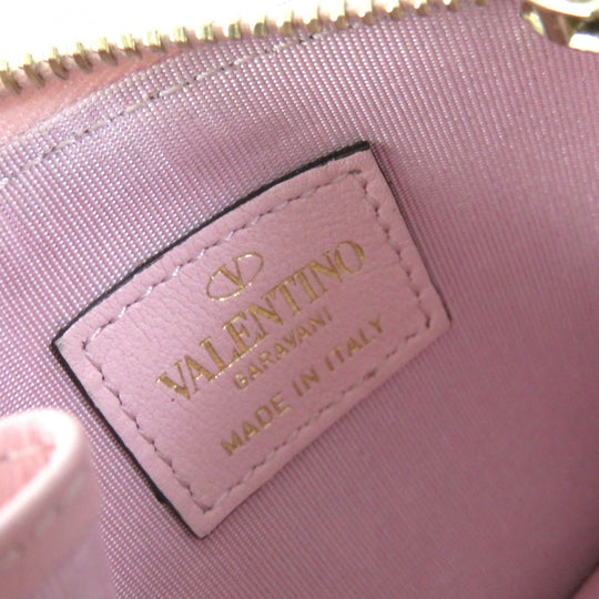 VALENTINO Card Case Calfskin pink Women Used Authentic